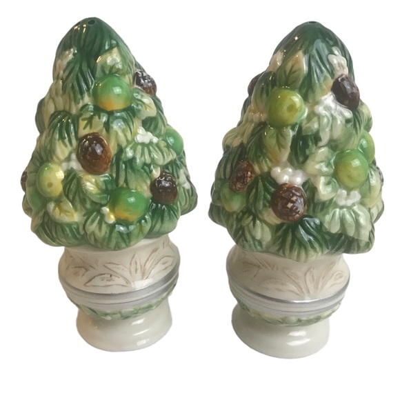 Vintage Fitz and Floyd Salt Pepper Shakers Winter Garden Topiary Holiday Decor - Picture 6 of 7